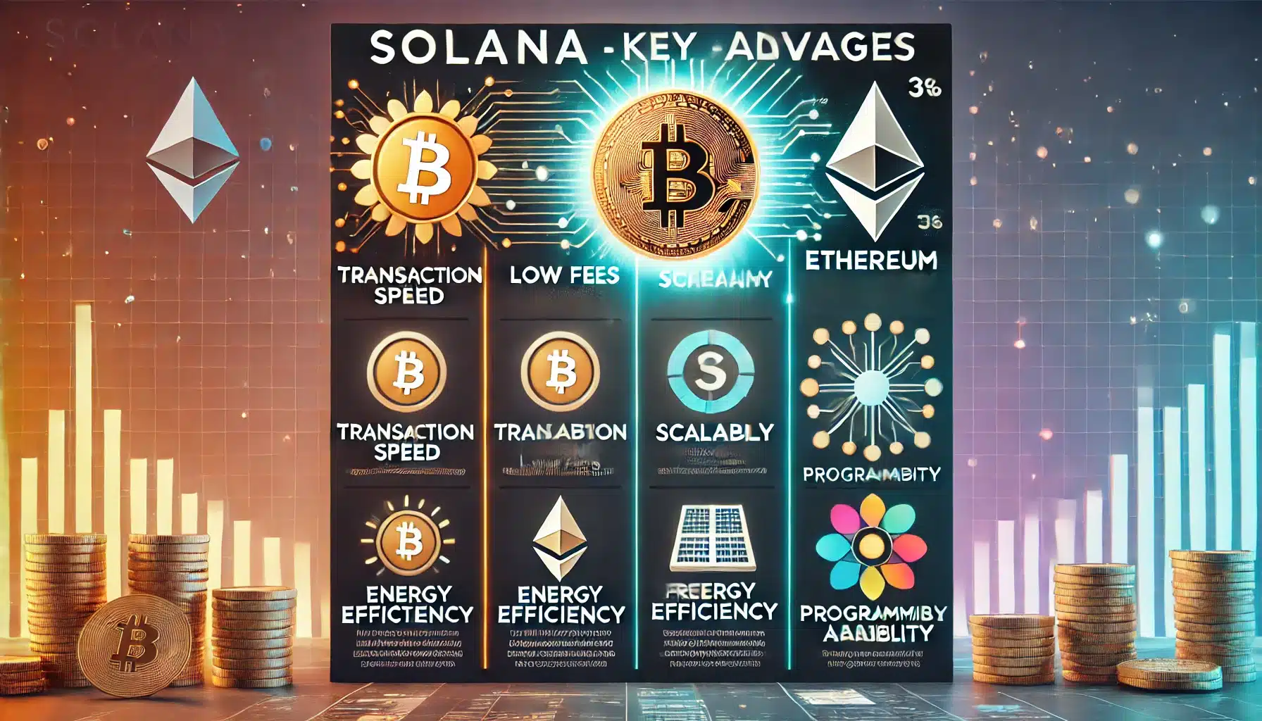 Avantages de Solana vs Bitcoin et Ethereum